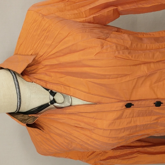 Sexy Orange Shirt by Beluva San Francisco Made n USA Fabulous Fabric Plunge Neck - Picture 2 of 9
